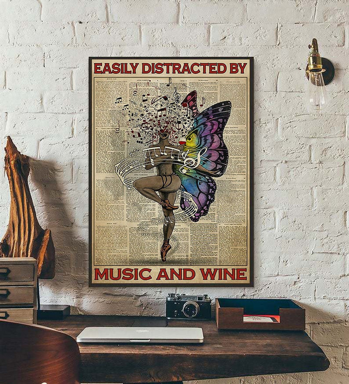 Easily Distracted By Music and Wine Yoga Matte Canvas - Spreadstores