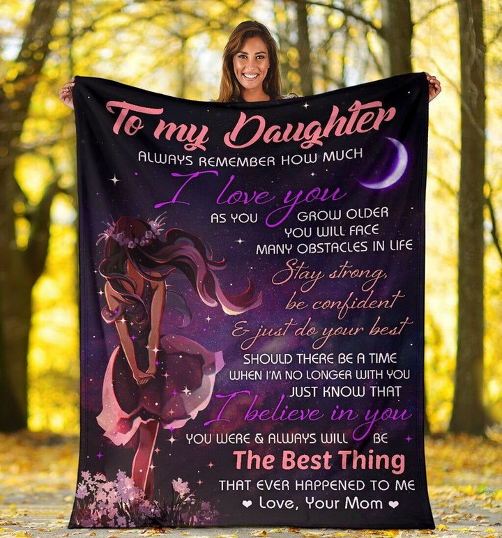 Daughter Blanket From Mom, To My Daughter Always Remember How Much I Love You Purple Fleece Blanket - Spreadstores