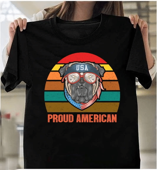 Funny Dog Shirt, Independence Day Gift, Proud American Bulldog Vintage T-Shirt - Spreadstores