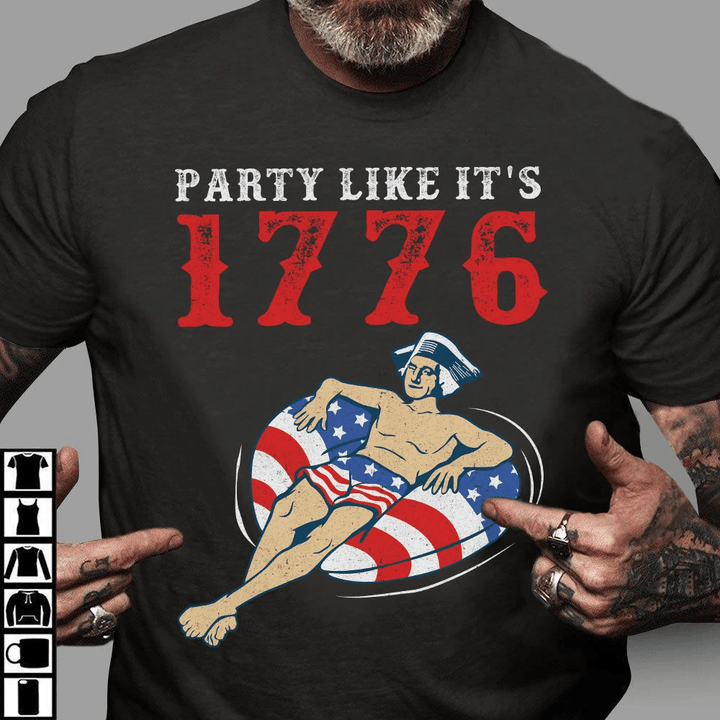 Funny Shirt, Party Like It's 1776 Men's USA T-Shirt - Spreadstores