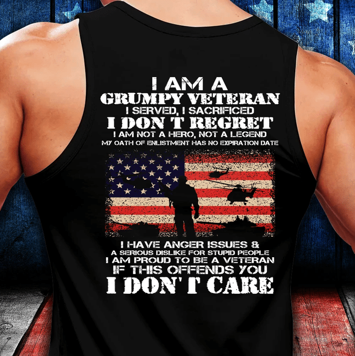 I Am A Grumpy Veteran I Don't Care Tank - Grumpy Veteran Shirt - Spreadstores