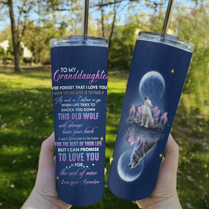 Gifts For Granddaughter, To My Granddaughter Never Forget That I Love You Wolves Skinny Tumbler - Spreadstores