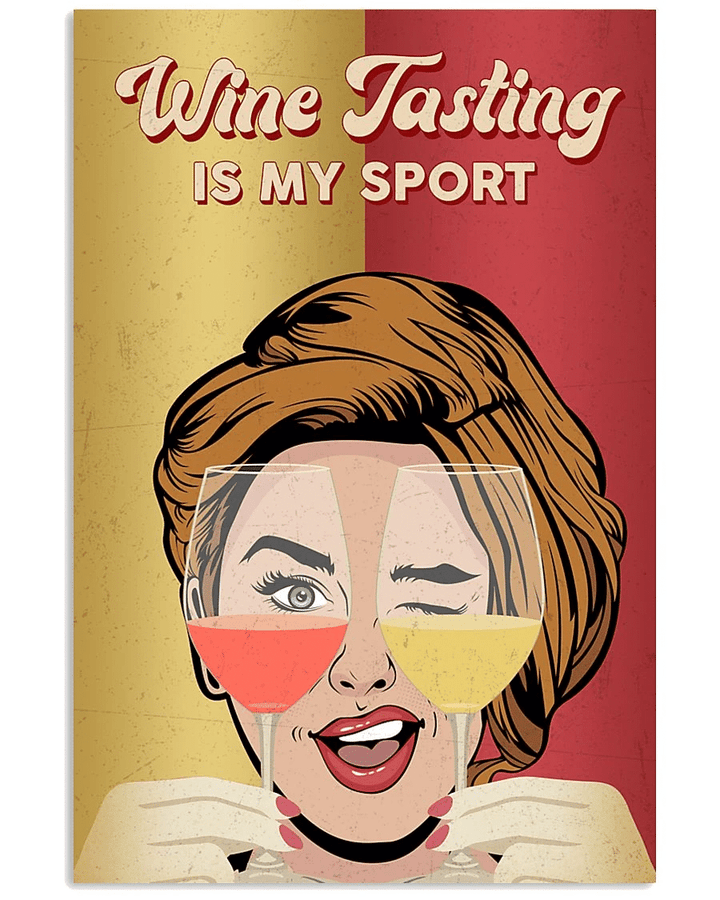 Girl And Wine Canvas Wine Tasting Is My Sport Matte Canvas - Spreadstores
