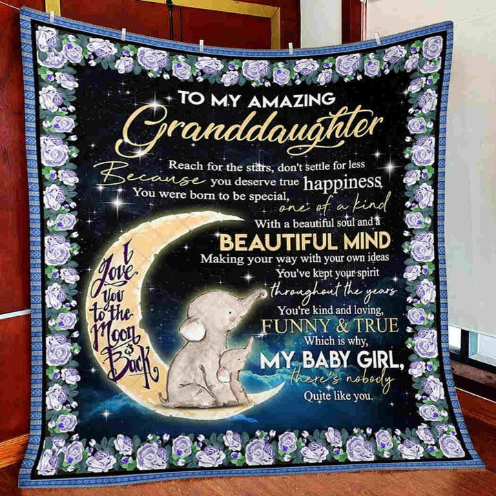 Granddaughter Blanket, To My Granddaughter Blanket, Beautiful Soul And A Beautiful Mind Elephant Quilt Blanket - Spreadstores