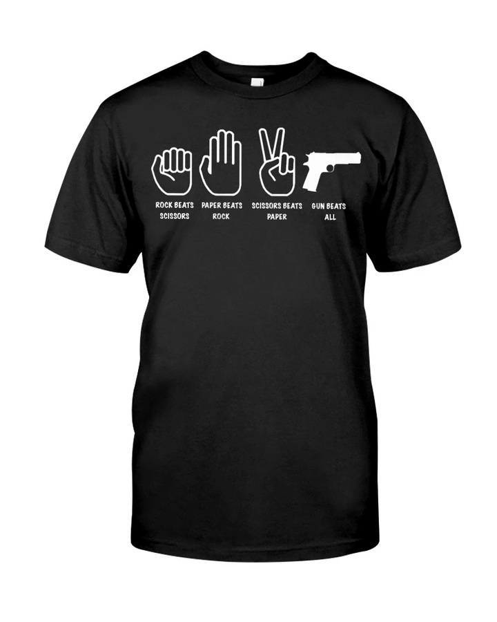 Gun Shirt, Rock Paper Scissors Gun Beats T-Shirt KM0308 - Spreadstores