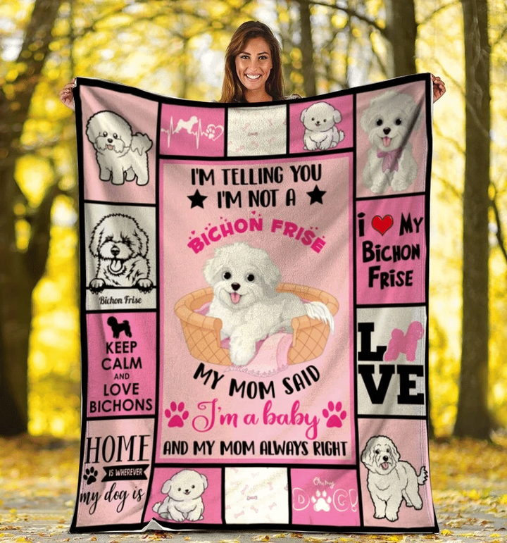 I'm Not A Bichon Frise Dog Pink, Cute Dog Fleece Blanket - Spreadstores