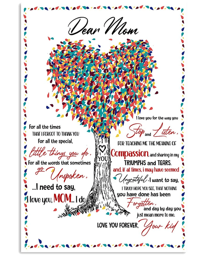 Mom Canvas, Mother's Day Gift For Mom, Dear Mom, For All The Times That I Forgot Color Tree Canvas - Spreadstores
