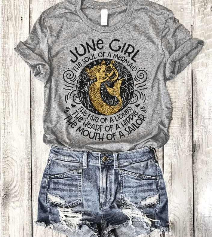 June Girl The Soul Of A Mermaid The Fire Of Lioness T-Shirt - Spreadstores