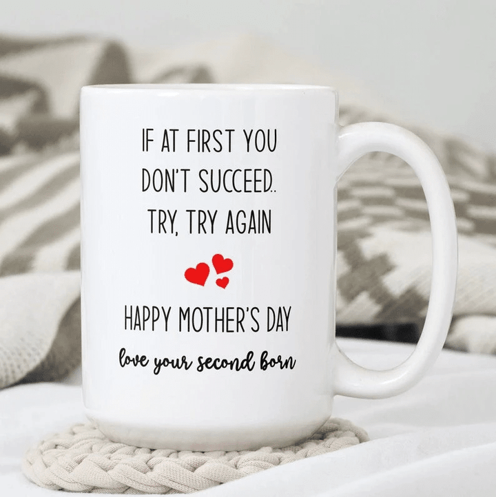 Mom Gifts, Mom Coffee Mug, Mother's Day Gift, Funny Mother's Day Gifts From Daughter Son, If At First You Don't Succeed Mug - Spreadstores