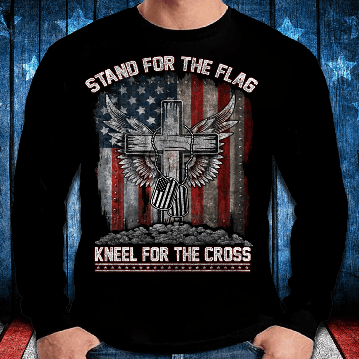 Stand For The Flag Kneel For The Cross Long Sleeve - Spreadstores
