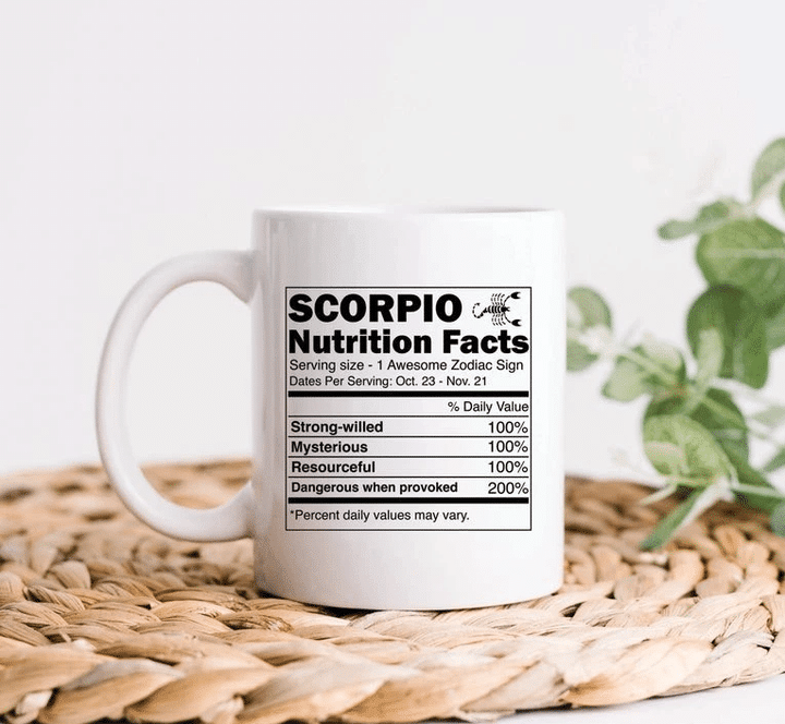 Scorpio Coffee Mug, Scorpio Nutrition Facts, Scorpio Zodiac Sign Mug, Scorpio Astrology Mug, Birthday Gift Ideas - Spreadstores