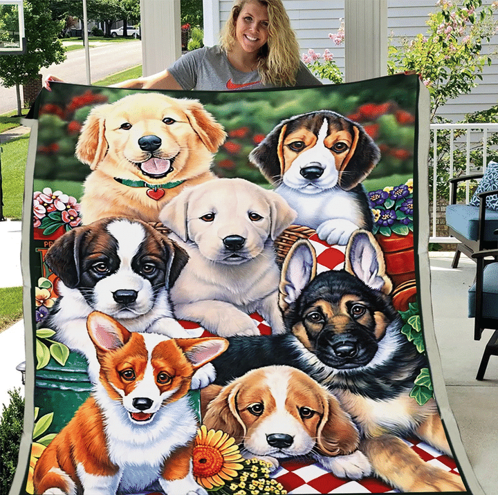 Puppy Blanket, Gifts For Dog Lover, Birthday Gift Idea Fleece Blanket - Spreadstores