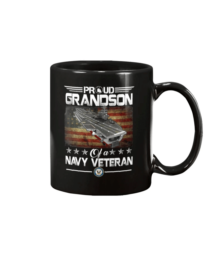 Proud Grandson Of A Navy Veteran US Navy Veteran Mug - Spreadstores
