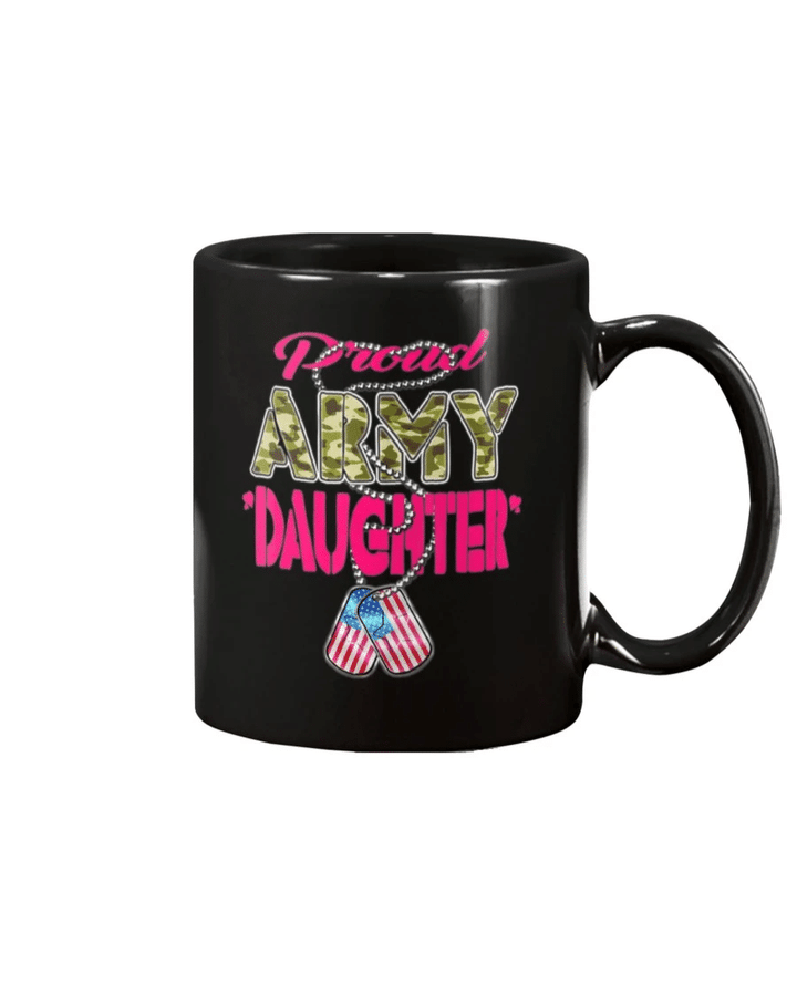 Proud Army Daughter Camo US Flag Dog Tag Military Mug - Spreadstores