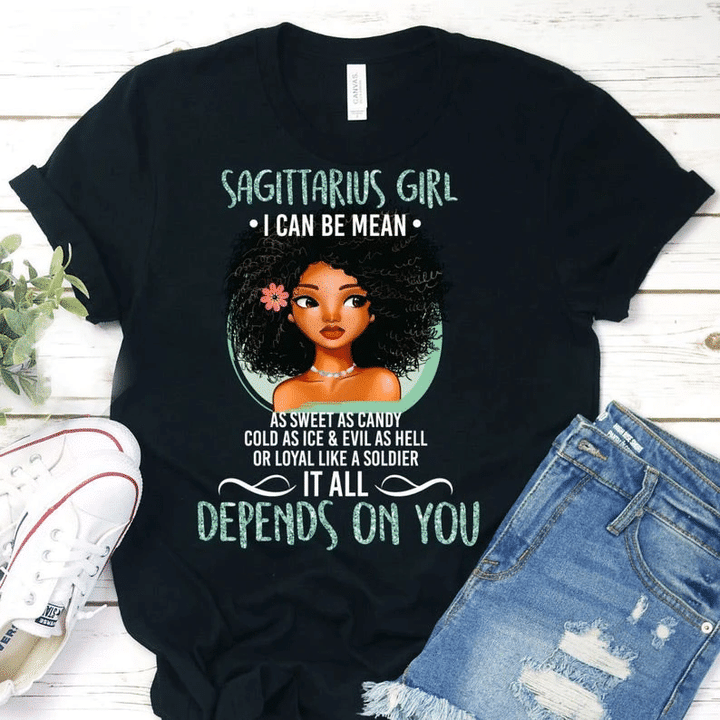 Sagittarius Birthday Shirts, Sagittarius Zodiac Sign, Sagittarius Girl, I Can Be Mean, Gift For Her Unisex T-Shirt - Spreadstores