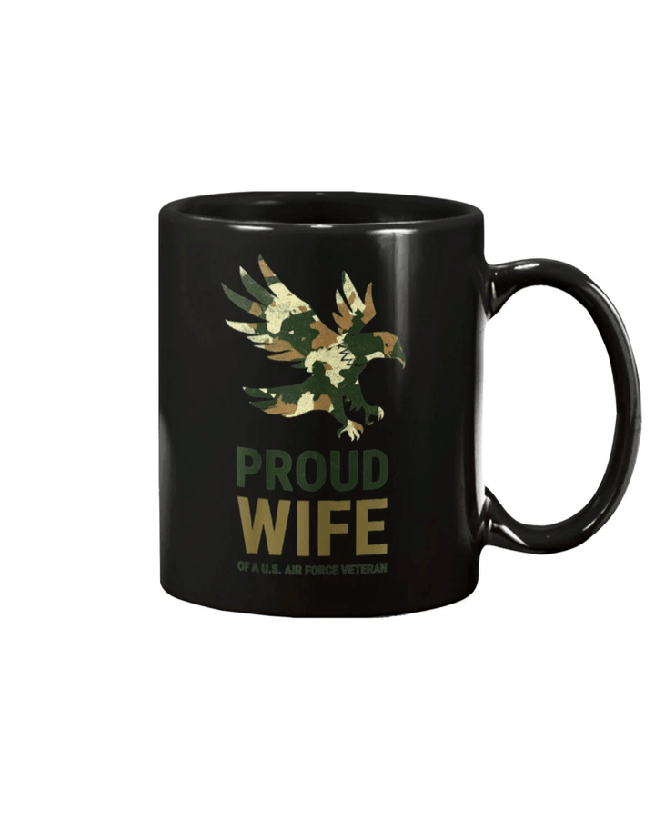 Proud Wife Of A Us Air Force Veteran USAF Camo Eagle Gift Mug - Spreadstores