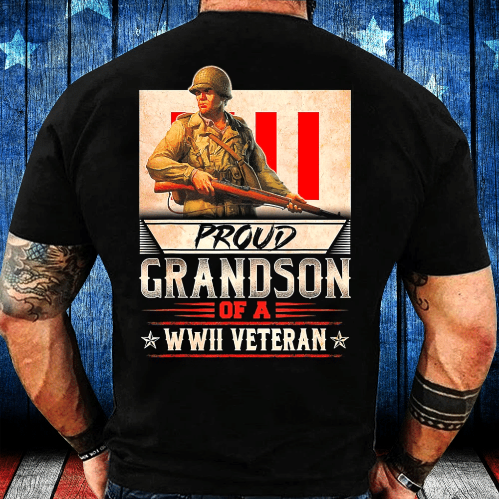 Proud Grandson Of A WWII Veteran T-Shirt - Spreadstores