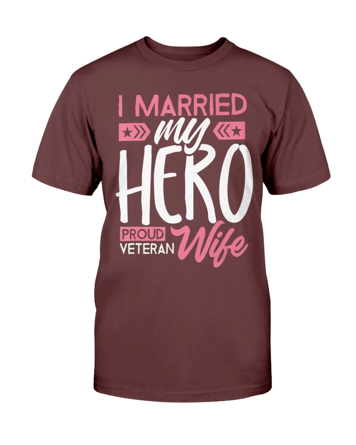 Proud Veteran Wife Shirt For Women Married My Hero Patriotic T-Shirt - Spreadstores