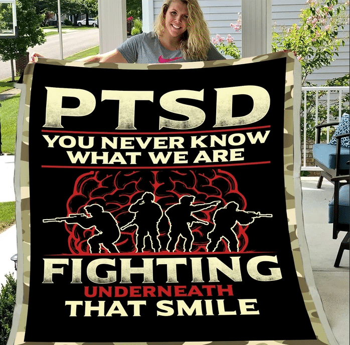 PTSD Blanket - PTSD, Warrior, Us Veteran, Quotes Blanket, Veteran ATM-PTSDBl05 Fleece Blanket - Spreadstores