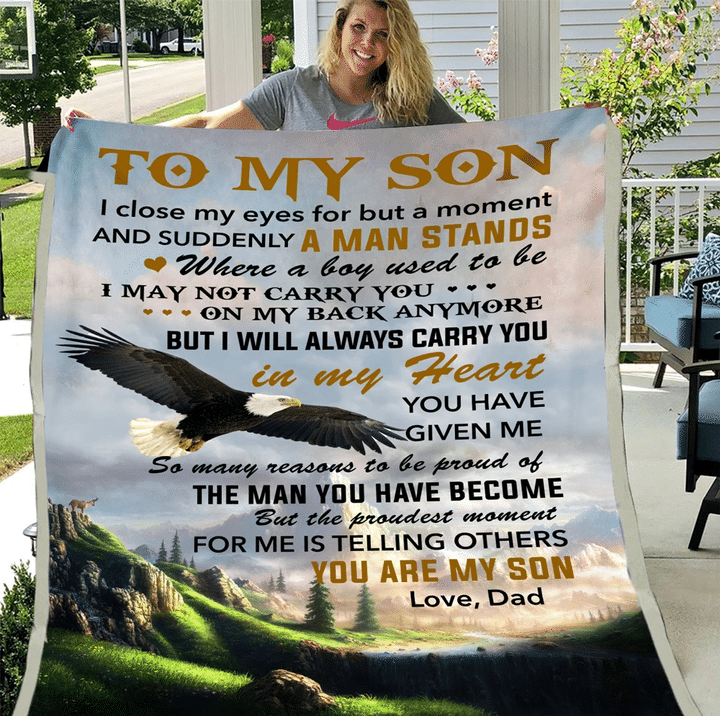 To My Son I Close My Eyes For But A Moment Fleece Blanket - Spreadstores