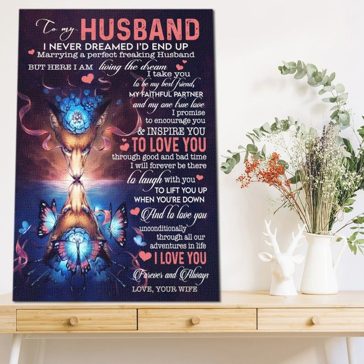 To My Husband Canvas, Valentine's Day Gifts For Him, I Never Dreamed I'd End Up Marrying a Perfect Husband Canvas - Spreadstores
