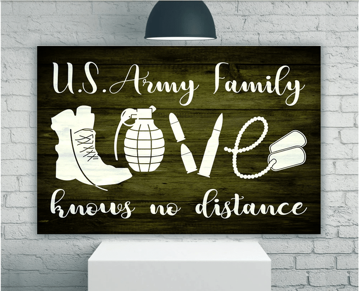 Veteran Canvas U.S Army Family Love Knows No Distance Matte Canvas - Spreadstores