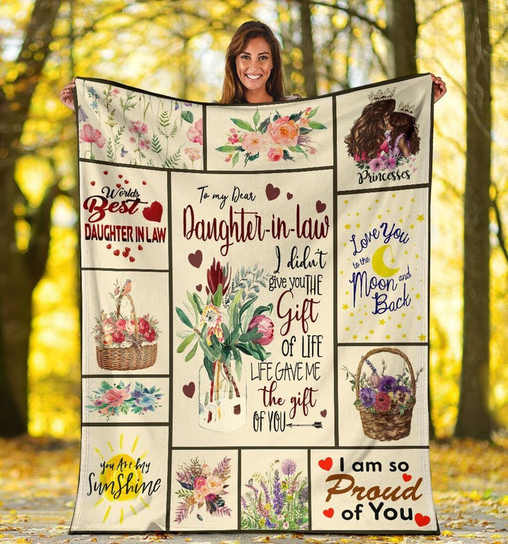 To My Dear Daughter-In-Law I Didn't Give You The Gift Of Life Flower Fleece Blanket - Spreadstores