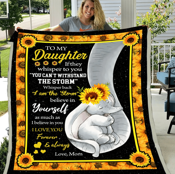 To My Daughter I Love You Forever And Always Sayings Letter From Mom Elephant Fleece Blanket - Spreadstores