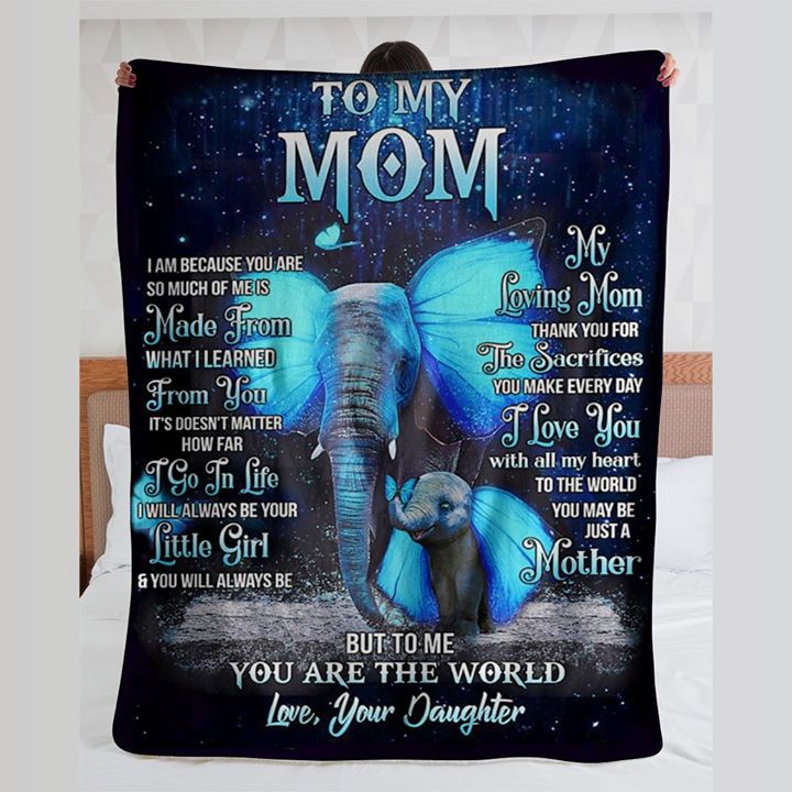 To My Mom Blanket, Mother's Day Gift For Mom, I Will Always Be Your Little Girt Elephant Sherpa Blanket - Spreadstores
