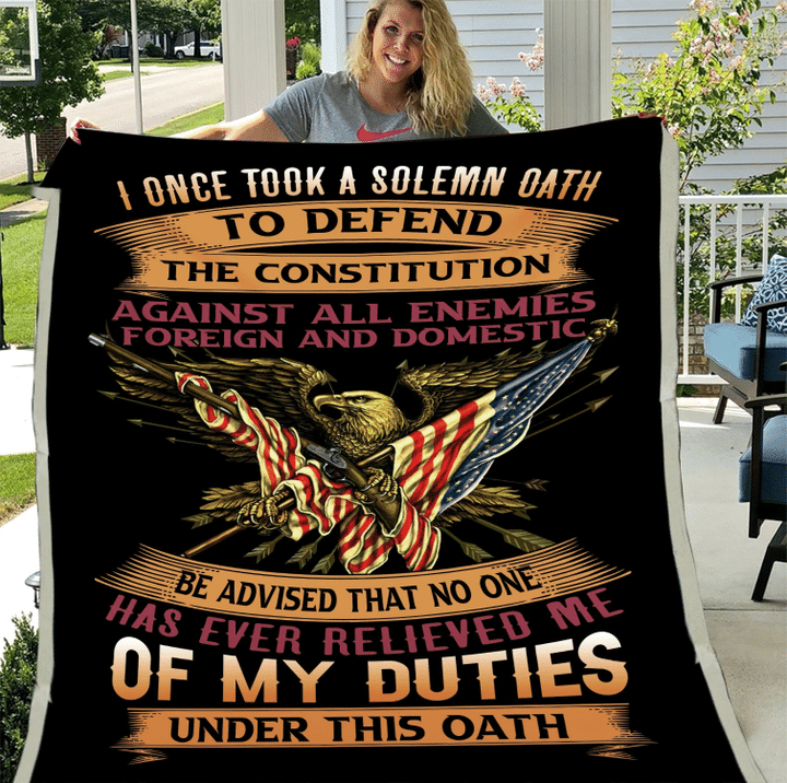 Veteran Blanket, I Once Took A Solemn Oath To Defend The Constitution Sherpa Blanket - Spreadstores
