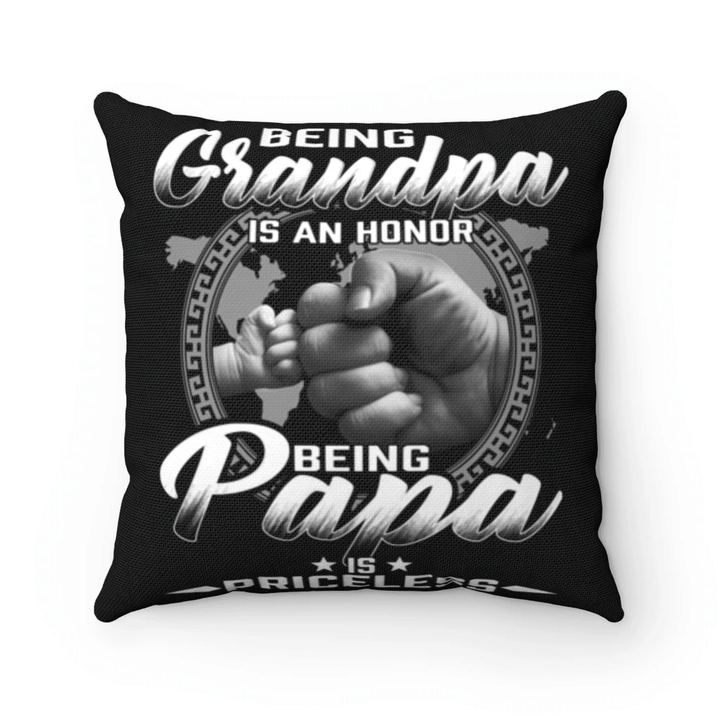 Veteran Pillow, Father's Day Gift For Grandpa, Dad, Being Grandpa Is An Honor Being Papa Is Priceless Pillow - Spreadstores