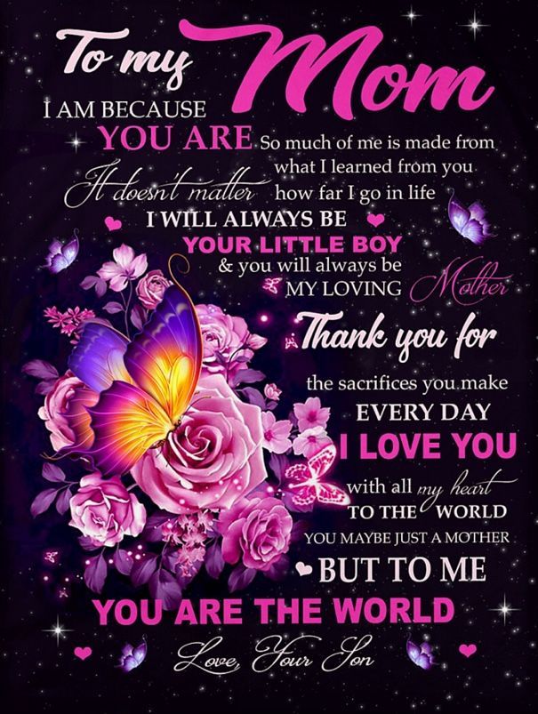 To My Mom I Am Because You Are So Much Of Me Is Made From What I Learned Rose And Butterfly Fleece Blanket - Spreadstores