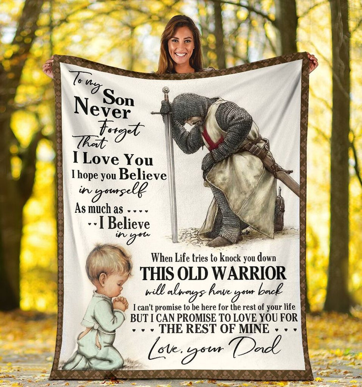 To My Son Blanket, Gift For Son, Never Forget That I Love You Knight Templar Christ Warrior Sherpa Blanket - Spreadstores