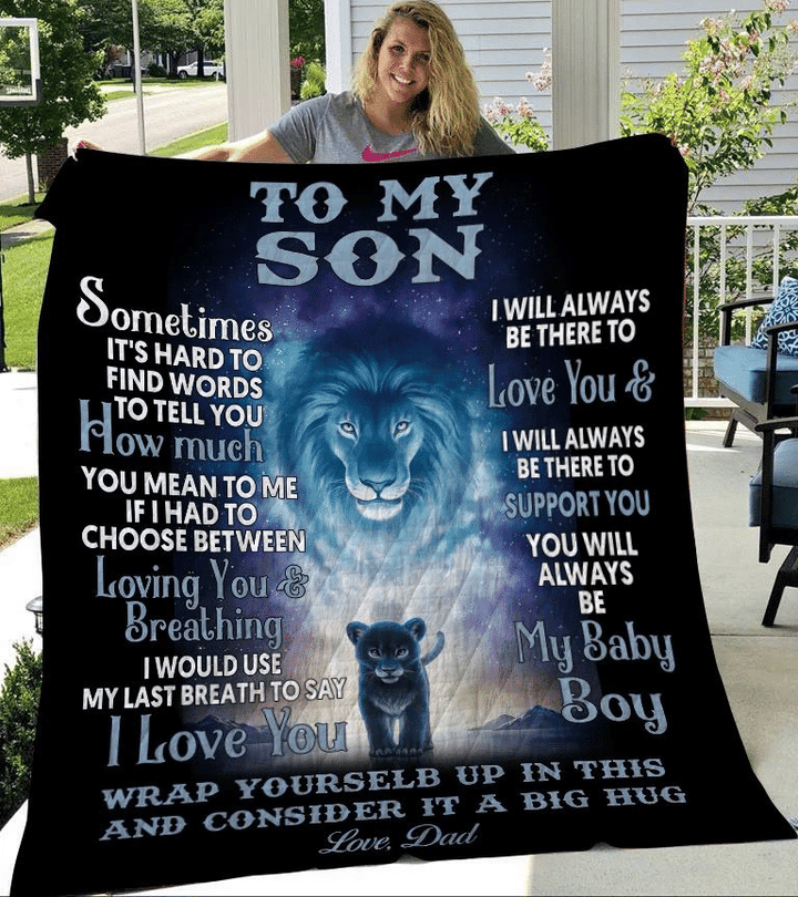 To My Son Sometimes It's Hard To Find Words To Tell You I Love You Sherpa Blanket - Spreadstores