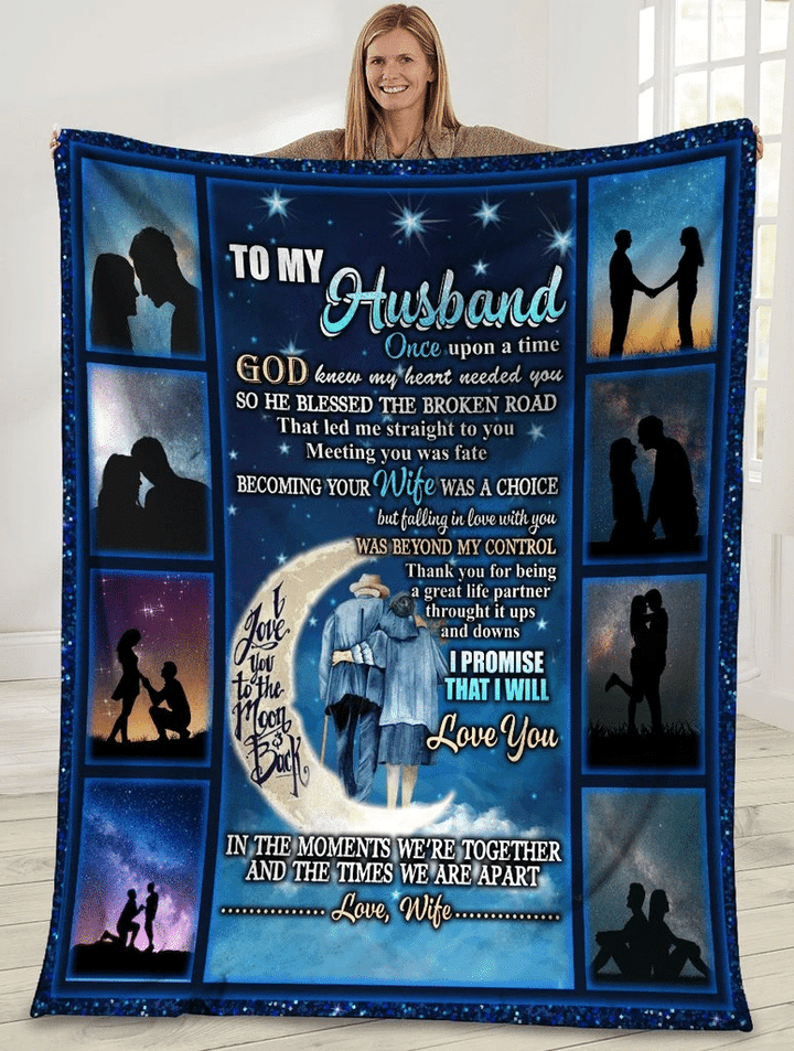To My Husband Once Upon A Time God Knew My Heart Needed You Husband And Wife Sherpa Blanket - Spreadstores