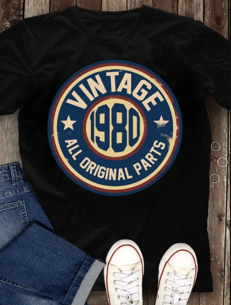 Vintage 1980, All Original Parts 5, Limited Edition 41st Birthday Gifts For Him For Her, Birthday Unisex T-Shirt KM0704 - Spreadstores