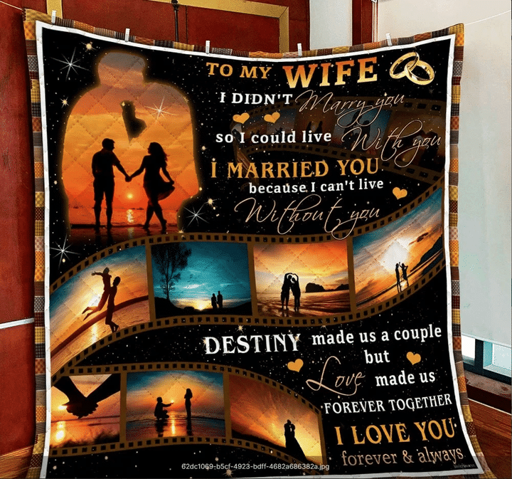Wife Quilt, Gifts For Her, To My Wife, I Didn't Marry You So I Could Live With You Quilt Blanket - Spreadstores