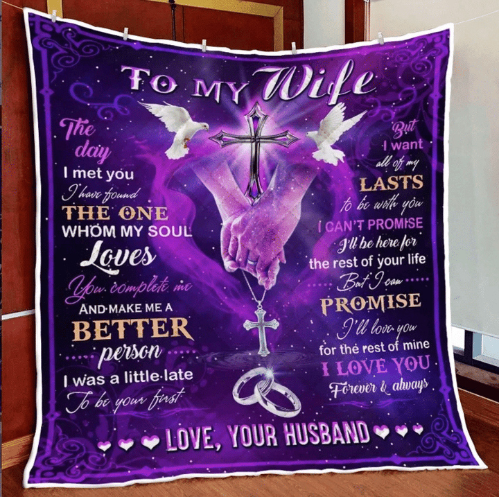 Wife Quilt, Gifts For Her, To My Wife, The Day I Met You Christian Cross Quilt Blanket - Spreadstores