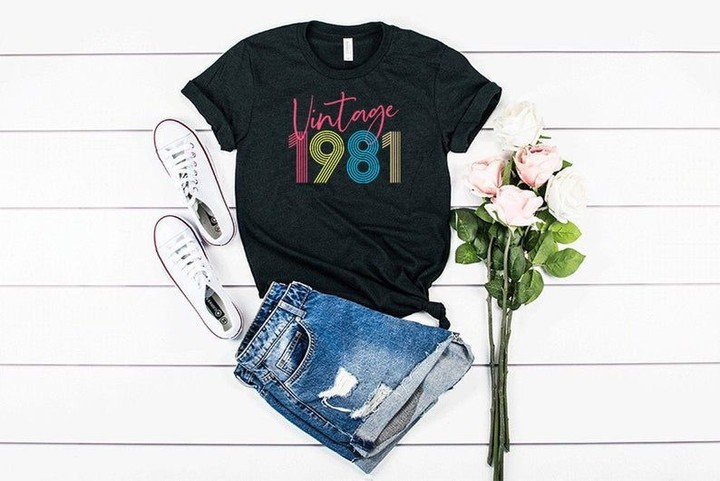 Vintage 1981, All Original Parts V3, 40th Birthday Gifts Idea, Gift For Her For Him Unisex T-Shirt KM0804 - Spreadstores