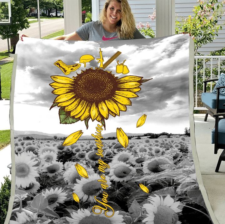 Veterans Sunflower Blanket You Are My Sunshine ATM-USBL44 Fleece Blanket - Spreadstores