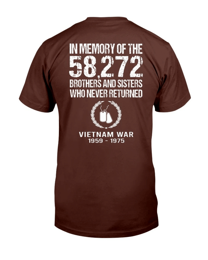 Vietnam Veteran In Memory Of The 58272 Brothers And Sisters Who Never Returned T-Shirt - Spreadstores