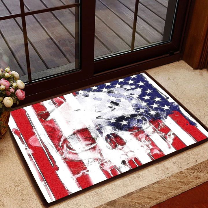 Veteran Welcome Rug, Skull American Flag Door Mats, Welcome Mat Indoor Outdoor, Home Decor, Housewarming Gift - Spreadstores