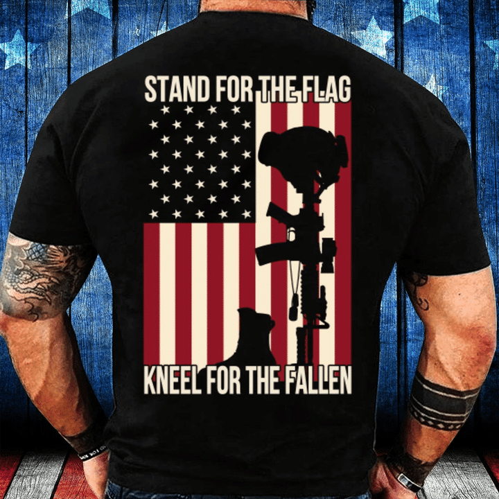 Veteran Shirt, Veteran Day Gift, Veterans Day Unisex T-Shirt, Stand For The Flag Knee For The Fallen T-Shirt - Spreadstores
