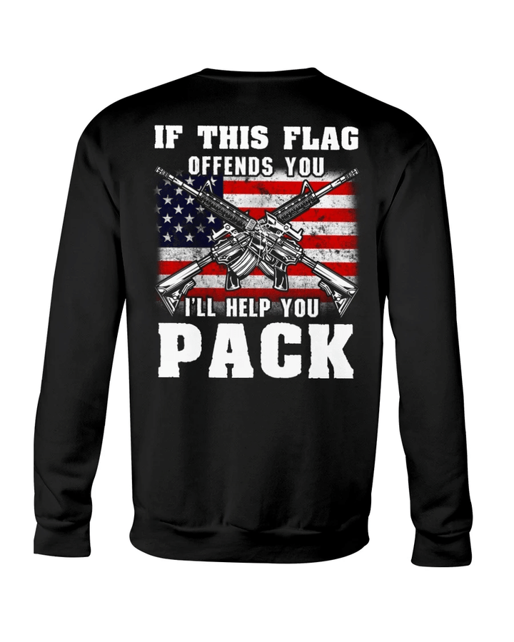 Veteran Shirt, If This Flag Offends You I'll Help You Pack Crewneck Sweatshirt - Spreadstores