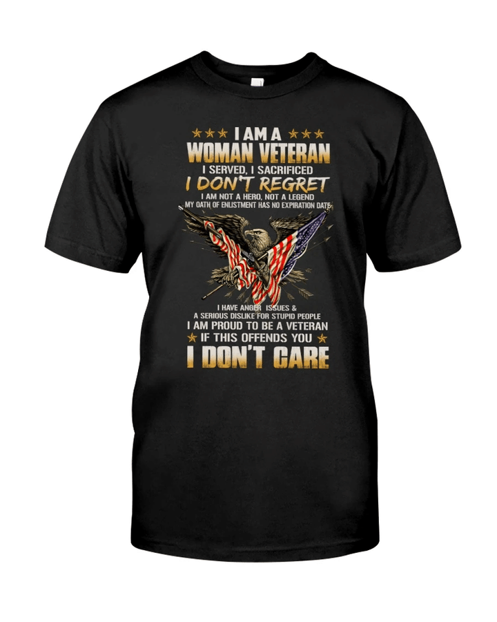 Veteran Shirt, Woman Veteran, I Am A Woman Veteran I Don't Regret Unisex T-Shirt KM3105 - Spreadstores