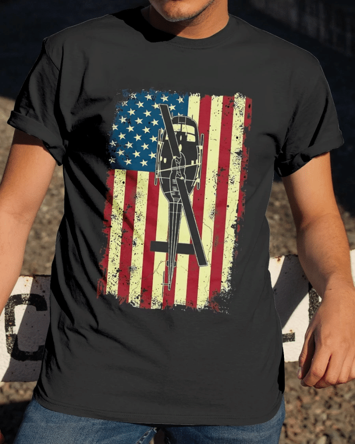 Veteran Shirt, Uh 1 Huey USA Flag Classic T-Shirt, Father's Day Gift For Dad KM1304 - Spreadstores