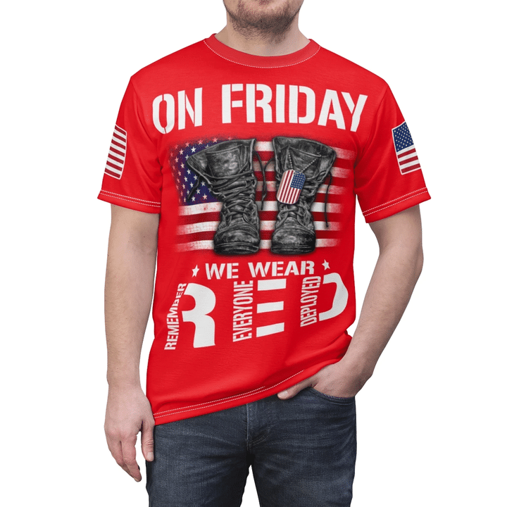 Veteran Shirt, On Friday We Wear Red V2 Veteran 3D Shirt All Over Printed Shirts - Spreadstores