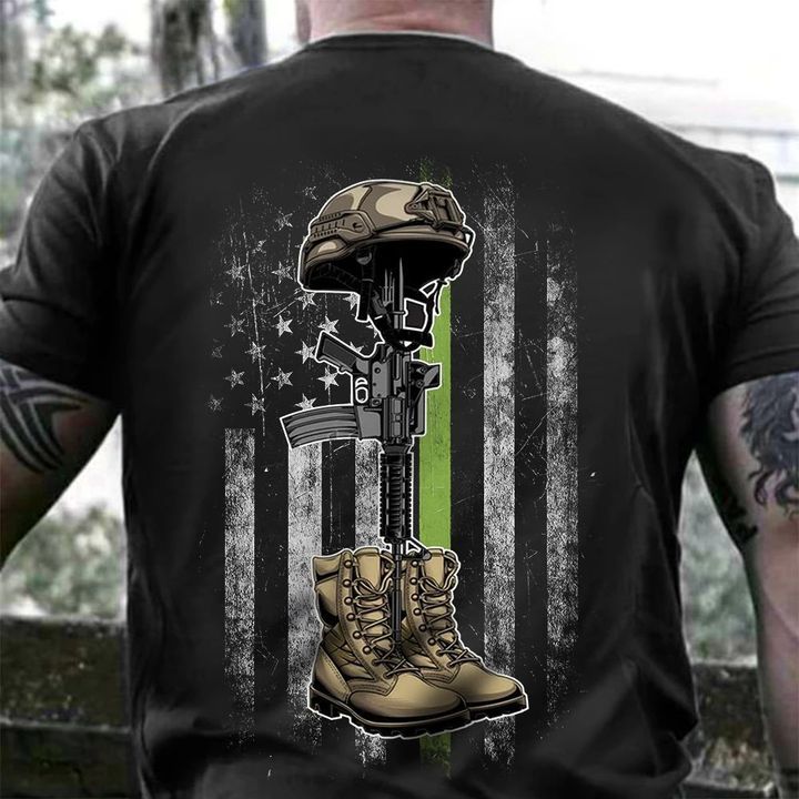 Veteran Shirt, Veteran Thin Green Line Shirt Men's Patriotic Proud Soldier T-Shirt KM1008 - Spreadstores
