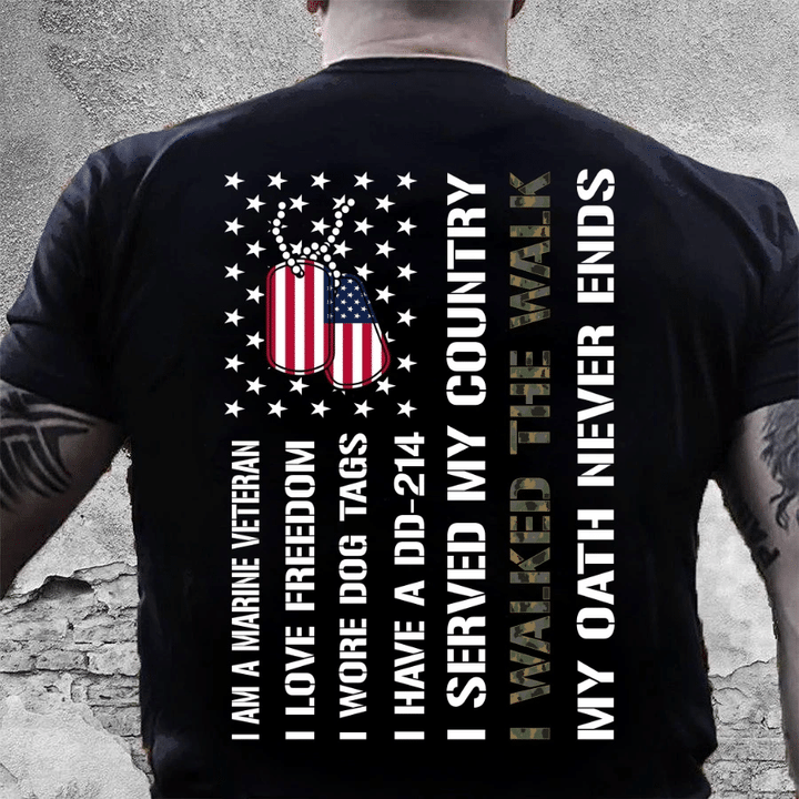 Veteran Shirt, Marine Veteran Shirts, I Am A Marine Veteran I Walked The Walk T-Shirt KM2905 - Spreadstores