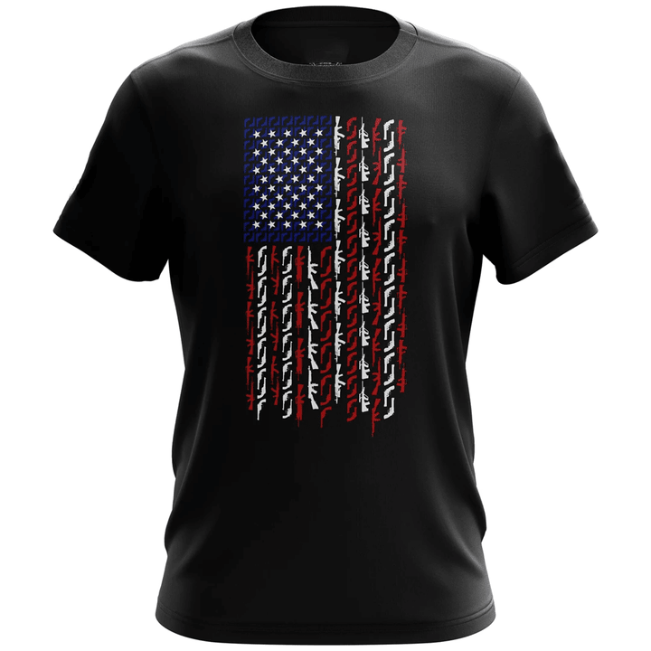 Veteran Shirt, Gun Shirt, American Flag In Guns Patriotic Colors T-Shirt KM0308 - Spreadstores